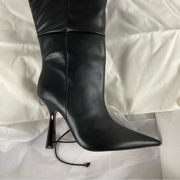 Good American “Carla” Over The Knee Black Boots Ultra High Spool Heel Sz 10 - Picture 2 of 6